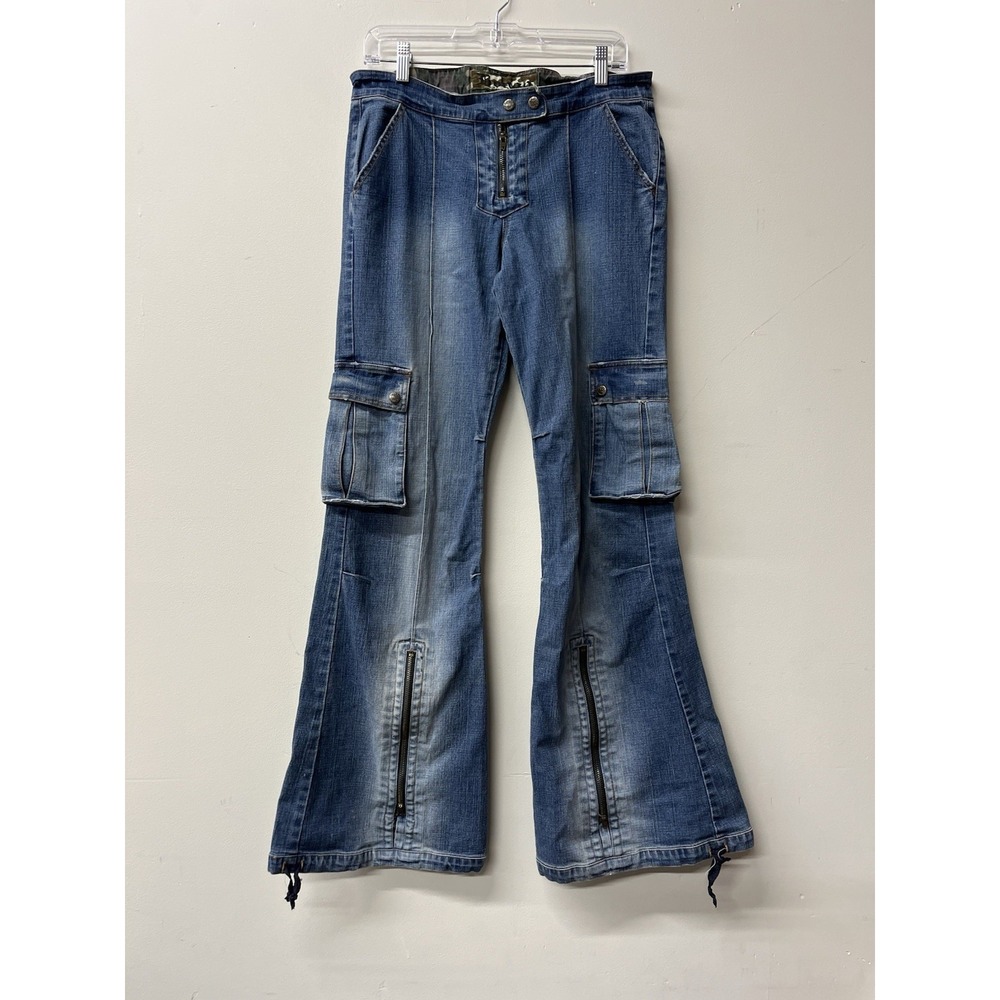 Bongo Low Rise Wide Leg Flare Cargo Y2K Jeans Size 11